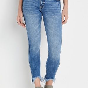 KanCan™ Skinny Mid Rise Ripped Hem Jean -LONG